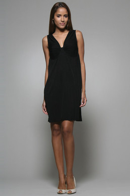 Empire Pleated Dress in Black, $93