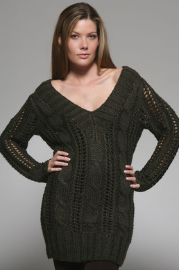 Long Sleeve V-Neck Cable Tunic