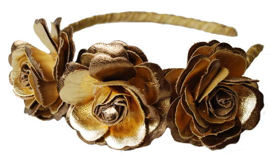 Gold Metallic Rose Hardband, $35