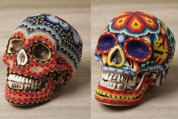 beaded skull decor