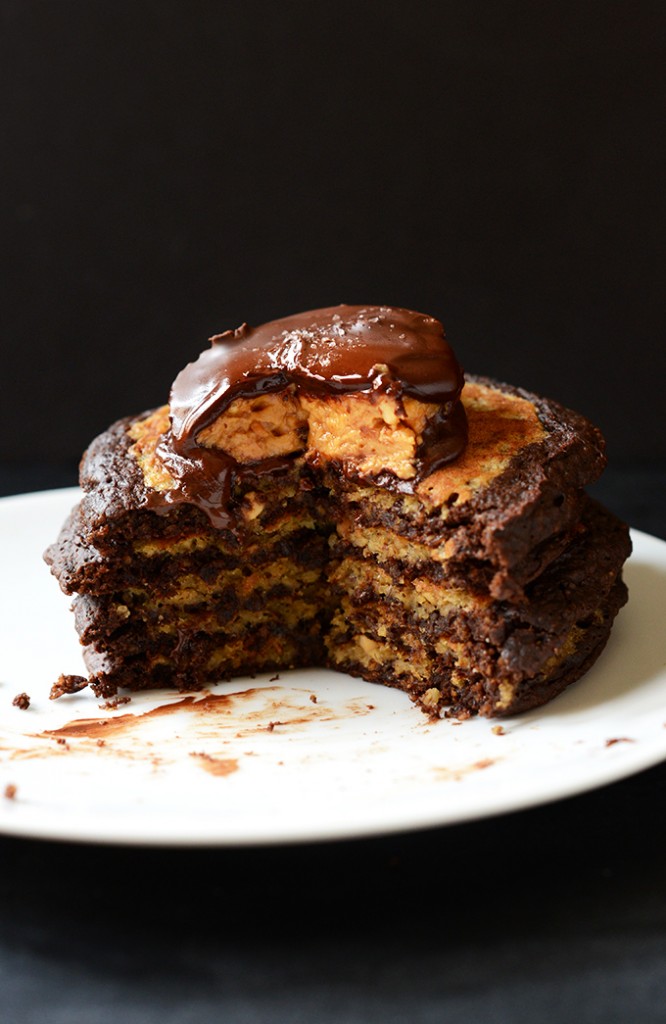 http://minimalistbaker.com/peanut-butter-cup-pancakes-vegan-gluten-free/